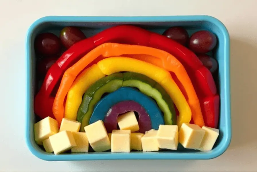 Rainbow-themed toddler bento box