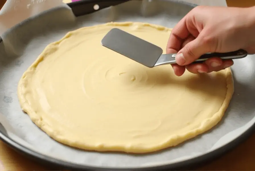 Ingredients for Nestle Chocolate Chip Pizza Cookie including chocolate chips, butter, eggs, and flour on a wooden countertop