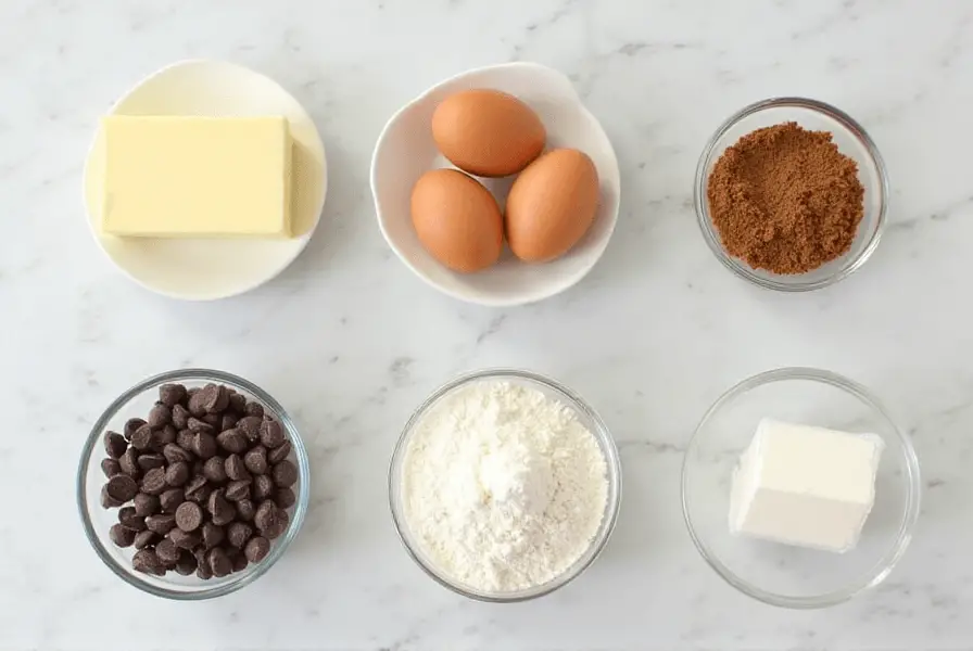 Ingredients for Nestle Toll House Recipe Cookies neatly arranged on a countertop.