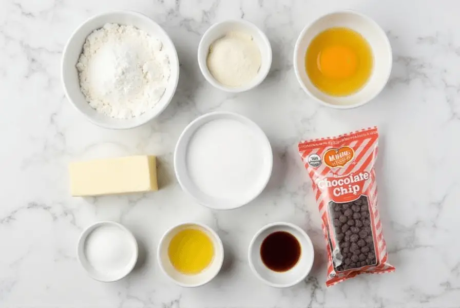 Ingredients for baking Nestle Small Batch Toll House Cookies