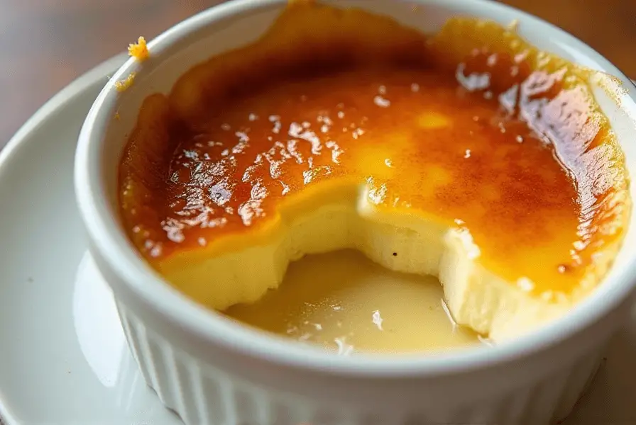 Crème brûlée stored in airtight containers in a refrigerator